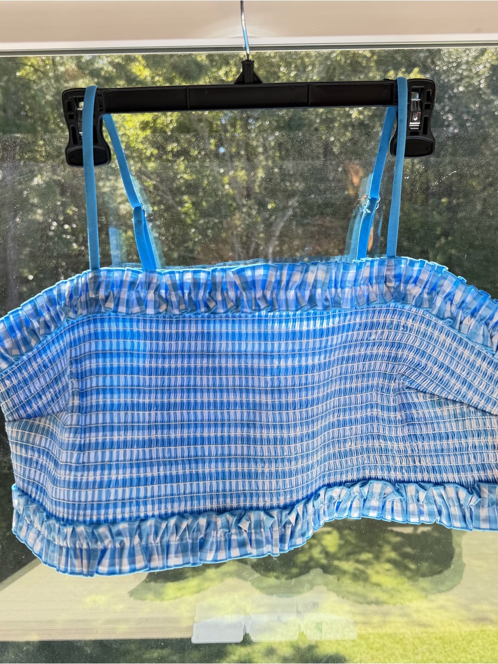 2X-Colsie Blue Gingham Smocked Cami Top Size 2X